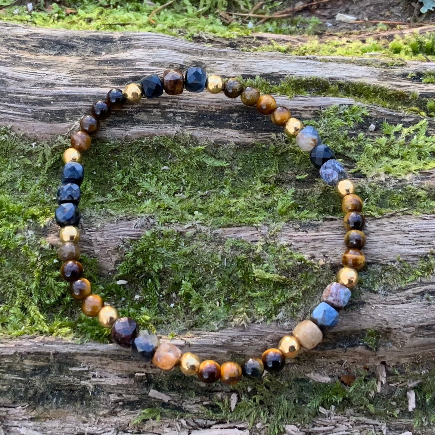 Armbånd med pietersite sten og tigerøje