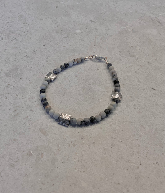 Armbånd, picasso jaspis og sølv