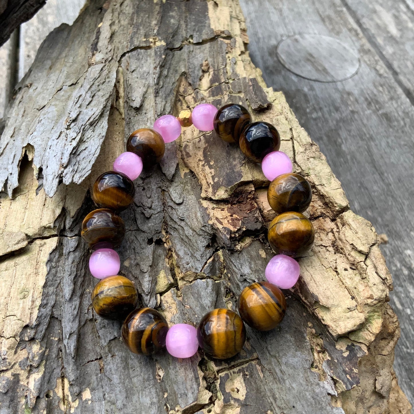 Selenit og tigerøje armbånd