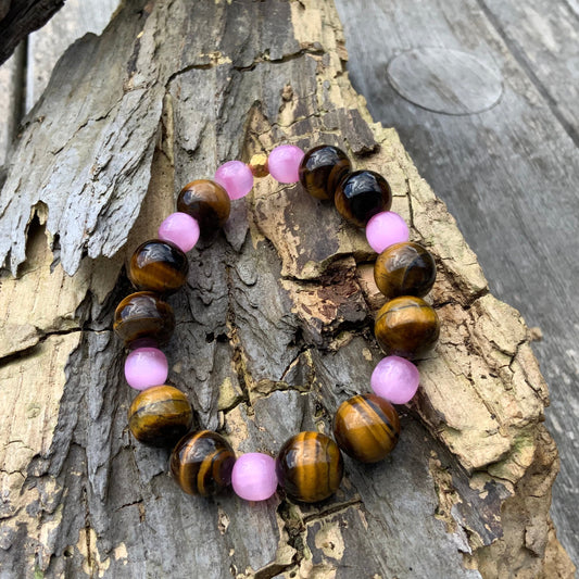 Selenit og tigerøje armbånd